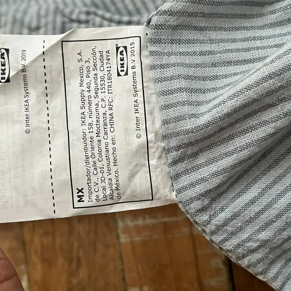 Ikea Bergpalm Duvet Cover Twin Blue/Gray Striped Button Closure 100% Cotton